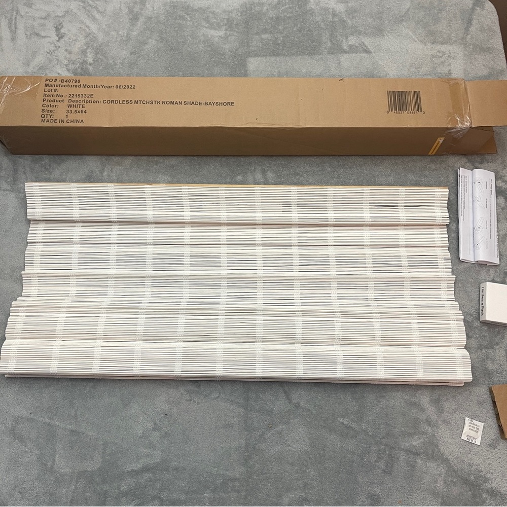 Radiance Cordless Matchstick Bamboo Roman Shade, White, 34" W x 64" L